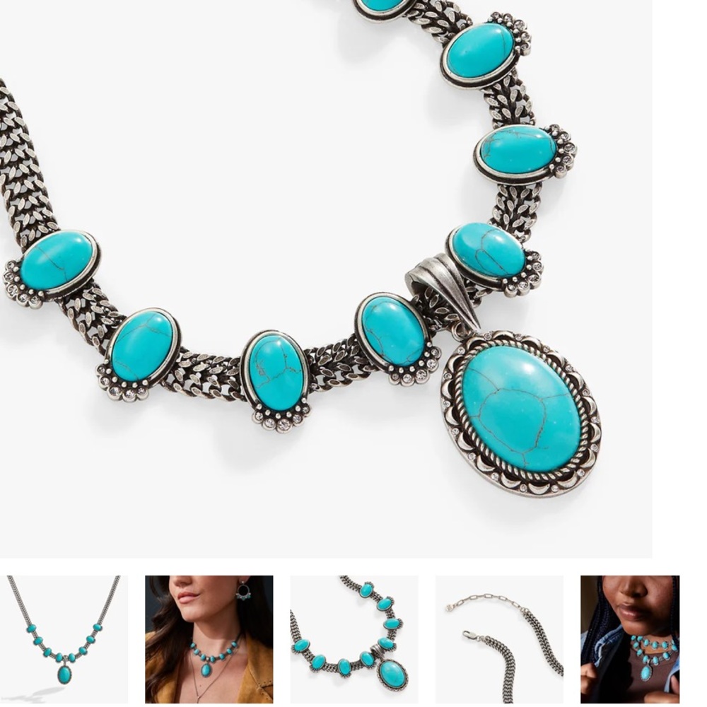 Turquoise and Silver Statement Necklace - Picture 3 of 9